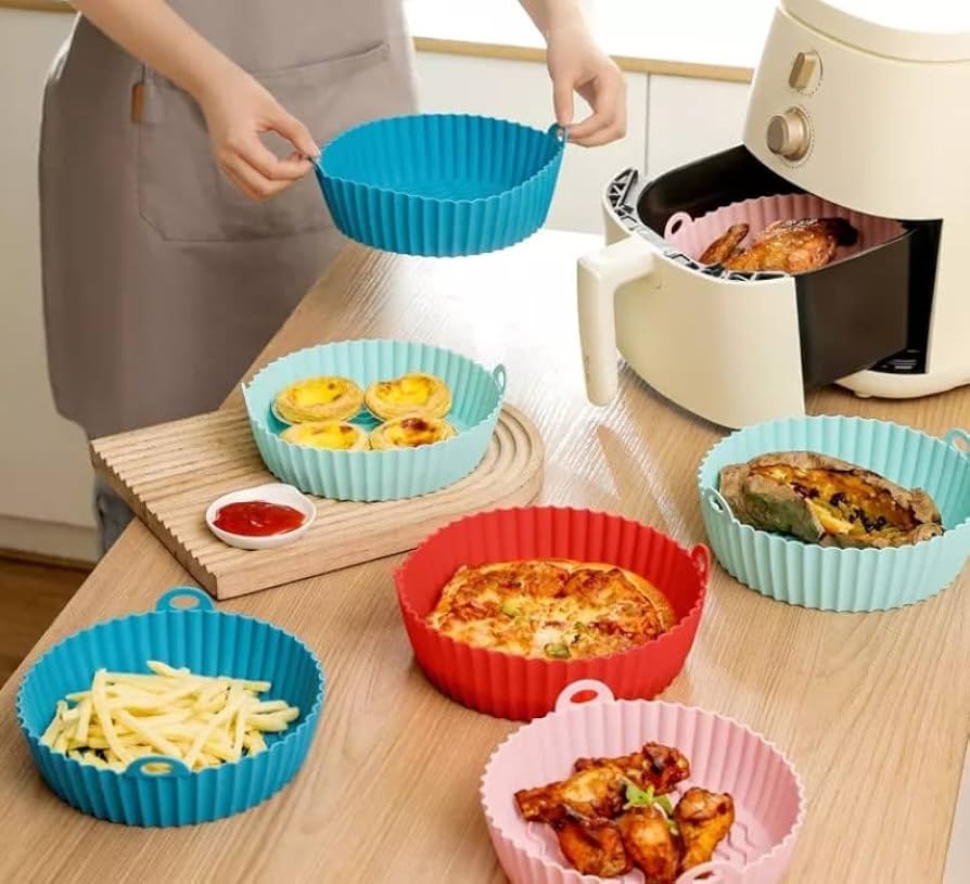 Air Fryer Silicone Liner | 1pc | Food-Safe Non-Stick | Reusable Basket & Oven Accessory